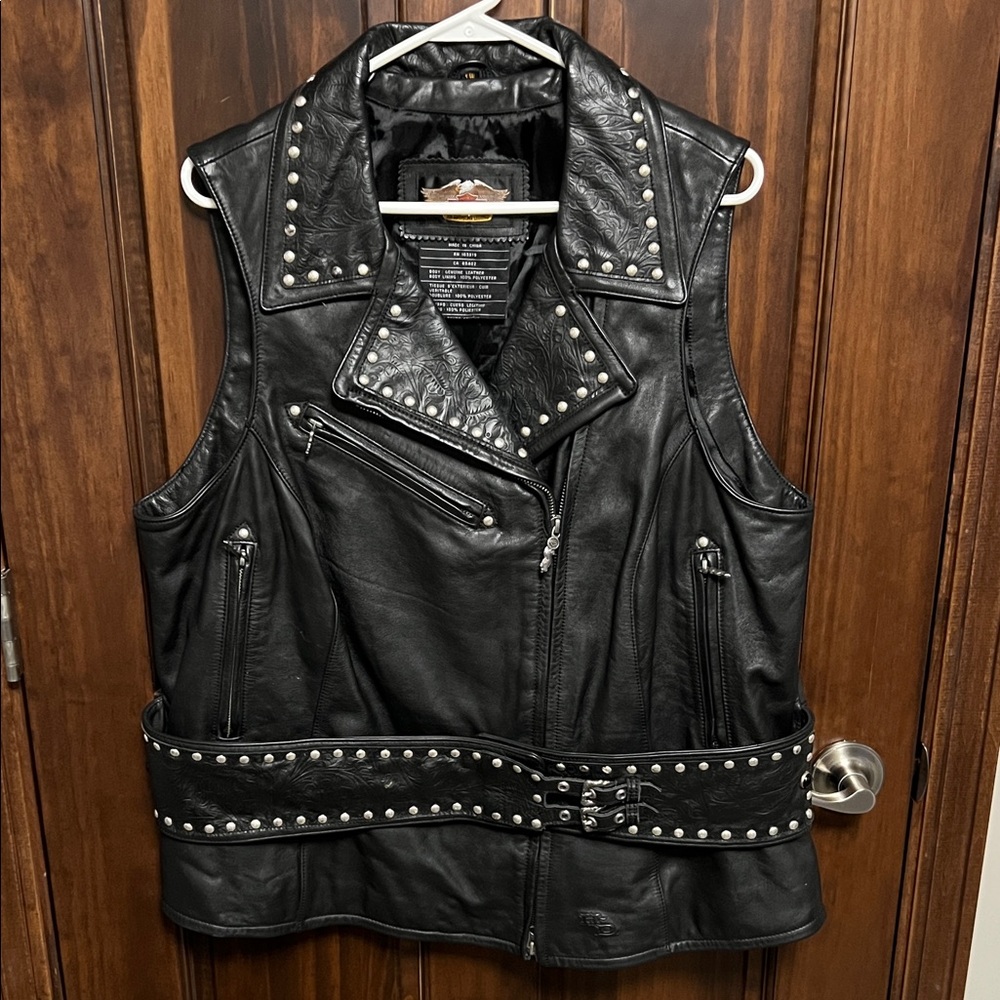 Harley-Davidson Black Studded Leather Motorcycle Vest